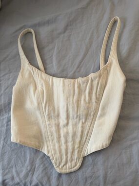 Zara white Corset Cropped Top